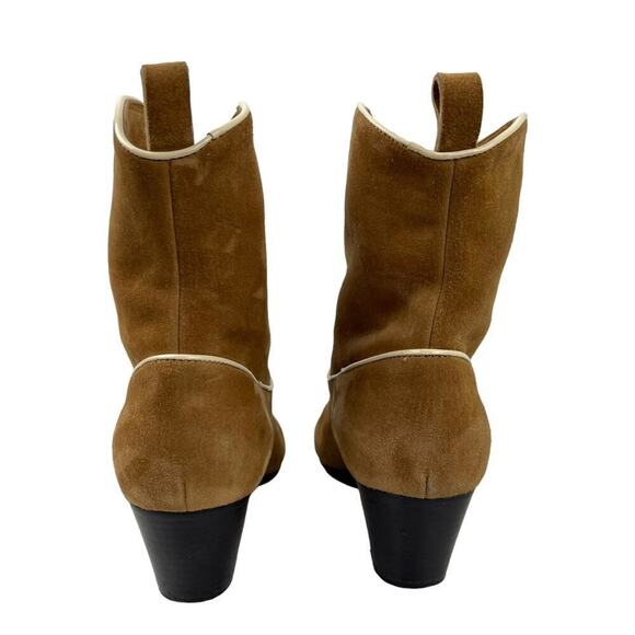L`autre Chose Women's Leather Suede Pointed Western Heel Ankle Boots Size 38 Tan - Picture 11 of 15